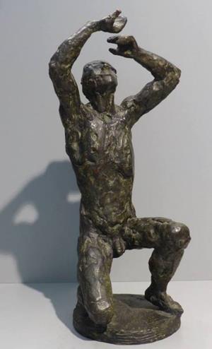 Kniender männlicher Akt - das Gesicht der Sonne zugwandt, 1986