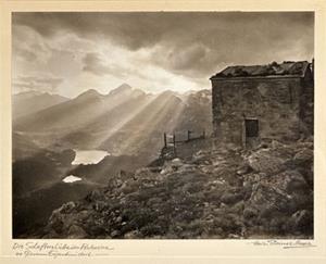 Die Schafberghütte über Pontresina wo Giovanni Segantini starb, 1921