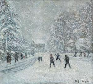 Spielende Kinder im Winter