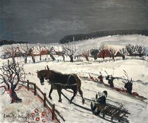 Winterlandschaft mit Pferdeschlitten, 1971
