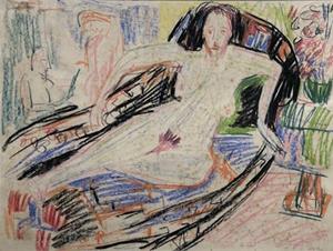 Akt auf Divan, 1924 (Skizze)