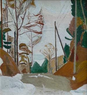 Winterliche Waldlandschaft mit Strasse