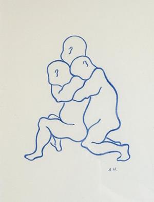 Ohne Titel (drei Figuren in blau)