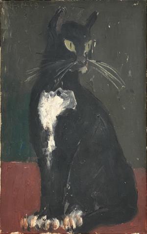 Sitzende Katze mit grossen Augen, 1963