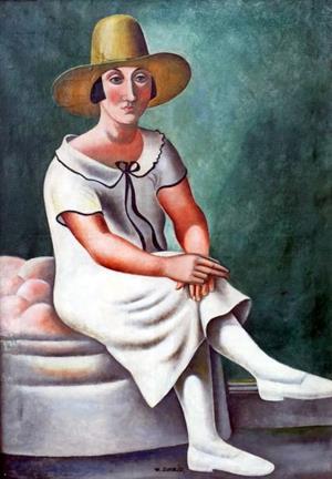 Sitzende Figur mit Hut, um 1925