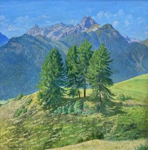 Sommerlandschaft im Unterengadin- Blick zum Piz Nair, 1940