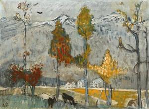 Blick auf Egga, Obersaxen, um 1945-1949