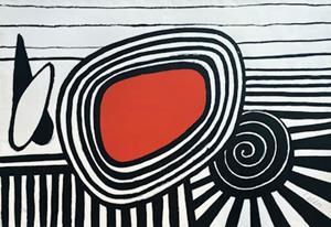 Composition with Red Oval and Black Spiral (c.1969)