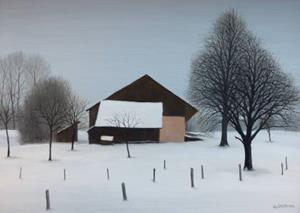 Winterlandschaft mit Bauernhaus (Ferme Canton Fribourg)