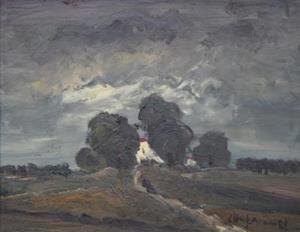 Drohendes Gewitter über Luzerner Landschaft, 1982