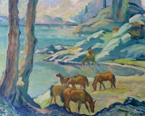 Silser See, Pferde bei Las Platta