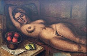 Liegender weiblicher Akt auf Sofa, 1928